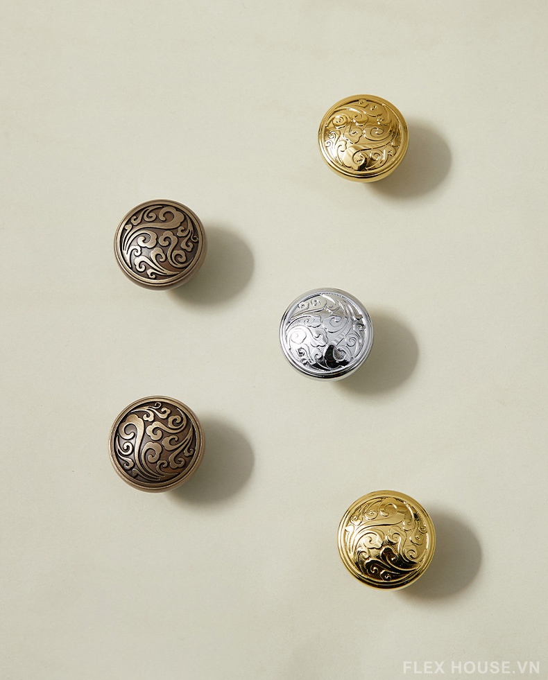 Núm tay nắm tủ đồng chạm hoa văn vintage PALO658 1 Núm tay nắm tủ đồng chạm hoa văn vintage PALO658 5