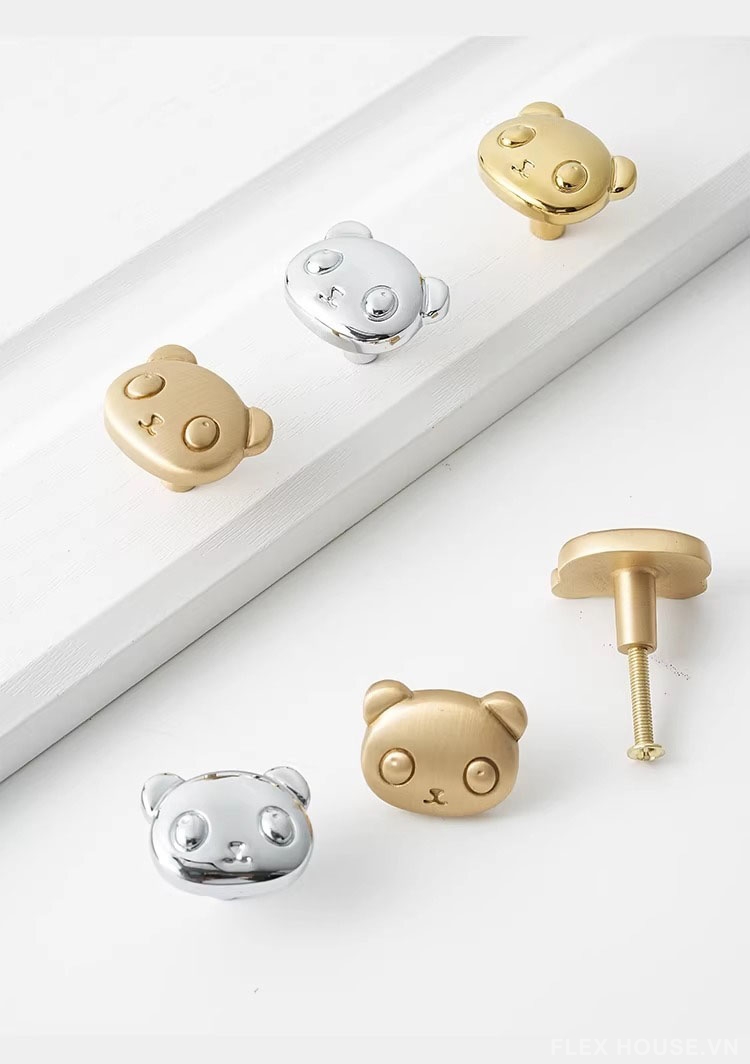 Núm tay nắm tủ đồng hình chú gấu PT0022 4 Núm tay nắm tủ đồng hình chú gấu PT0022 9