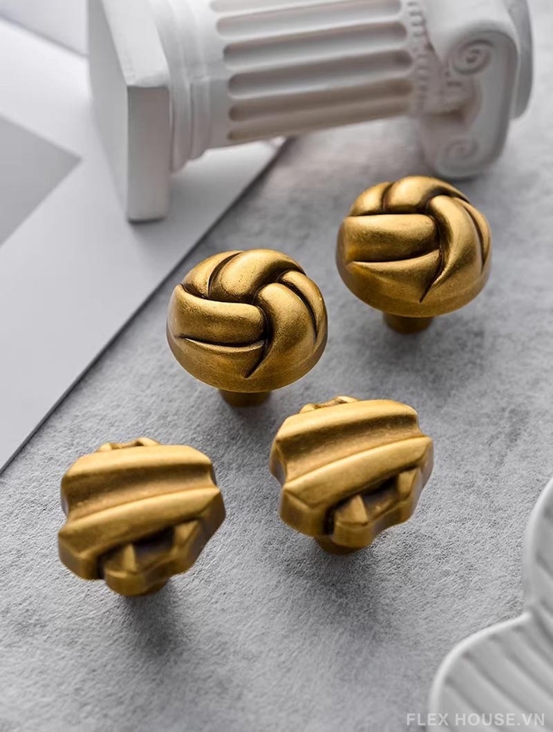 Núm tay nắm tủ đồng xoắn Retro Knot LT8309 1 Núm tay nắm tủ đồng xoắn Retro Knot LT8309 6