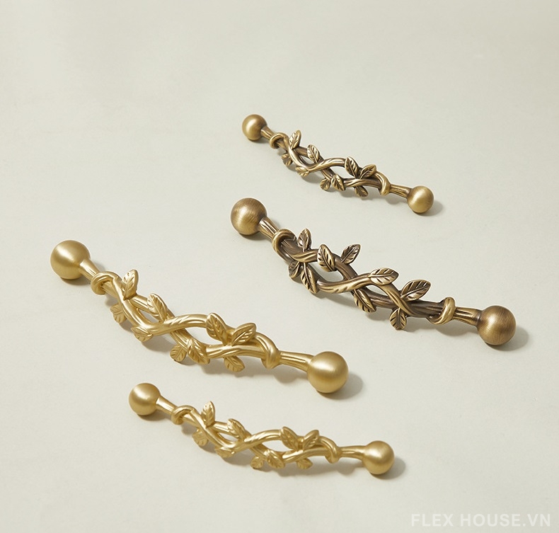 Tay nắm tủ đồng thau cành lá cổ điển PALO337 1 Tay nắm tủ đồng thau cành lá cổ điển PALO337 5