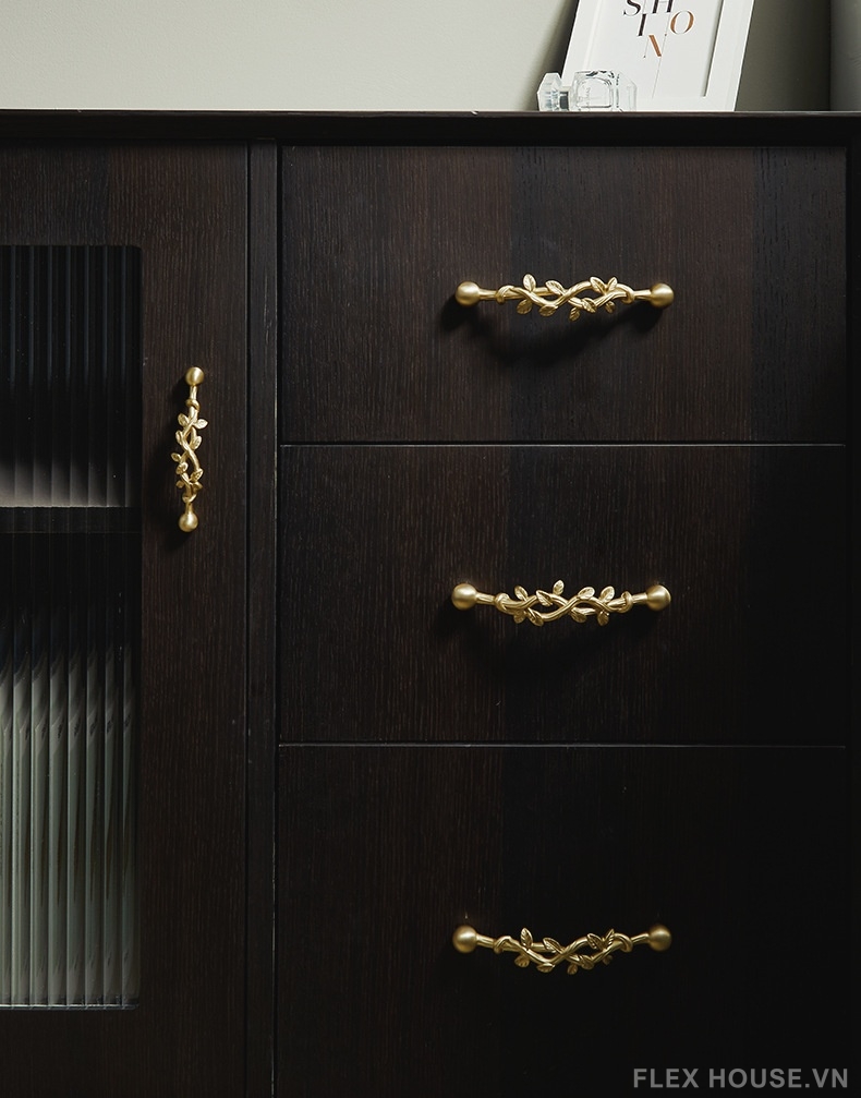 Tay nắm tủ đồng thau cành lá cổ điển PALO337 5 Tay nắm tủ đồng thau cành lá cổ điển PALO337 9