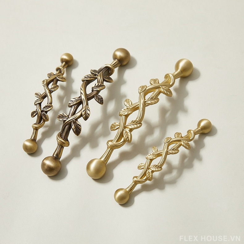 Tay nắm tủ đồng thau cành lá cổ điển PALO337 3 Tay nắm tủ đồng thau cành lá cổ điển PALO337 7