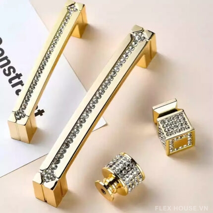 Tay nắm tủ hợp kim đính đá hiện đại cao cấp JM791Y