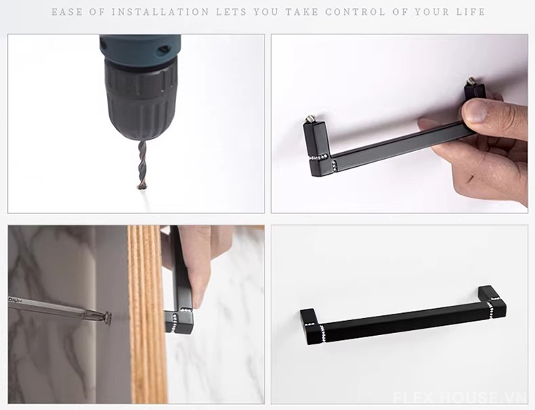 Tay nắm tủ hợp kim màu đen khảm đá hiện đại JM7658 9 Tay nắm tủ hợp kim màu đen khảm đá hiện đại JM7658 14