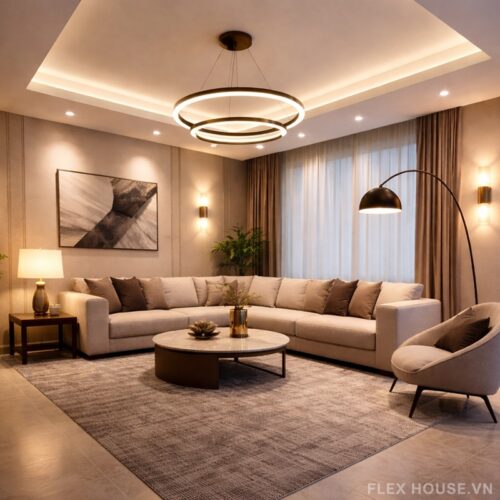 Bố trí đèn phòng khách: Nguyên tắc thiết kế chiếu sáng khoa học cho không gian sống hiện đại