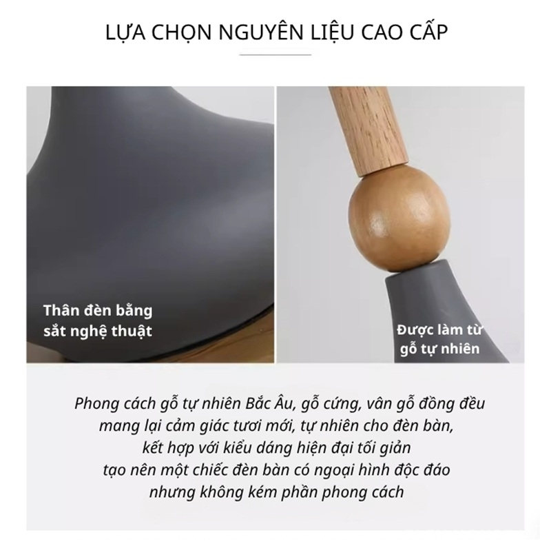 Đèn bàn bằng gỗ và sắt nghệ thuật chao vải Nordic SRL8541 2 Đèn bàn bằng gỗ và sắt nghệ thuật chao vải Nordic SRL8541