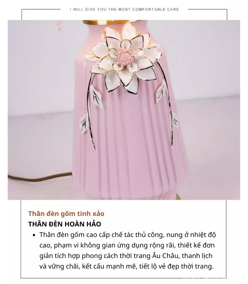 Đèn bàn gốm sứ chao vải lụa Shabby Chic SRL3875 6 Đèn bàn gốm sứ chao vải lụa Shabby Chic SRL3875