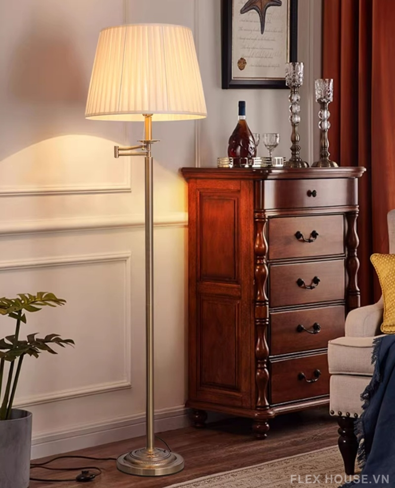 Đèn cây thân sắt sơn nướng chao vải style Nordic YS9990 10 Đèn cây thân sắt sơn nướng chao vải style Nordic YS9990