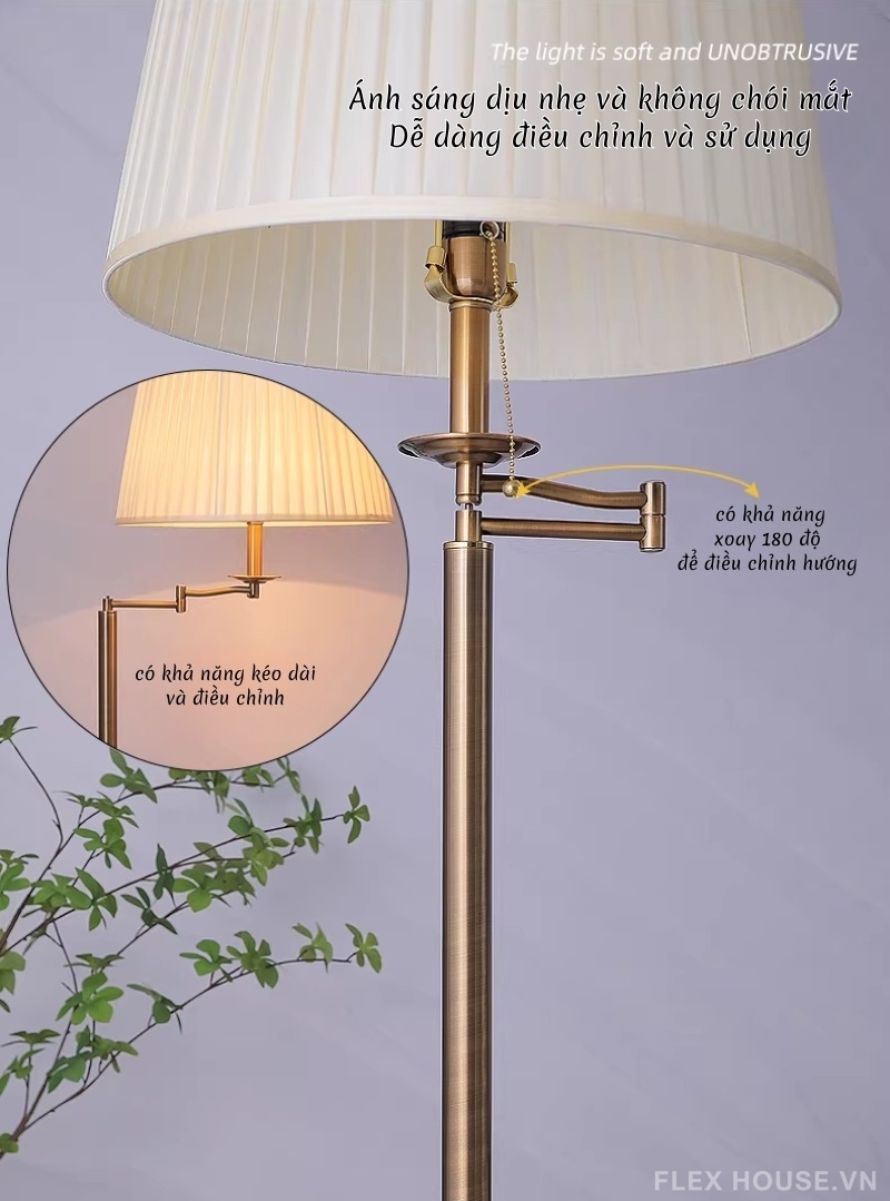 Đèn cây thân sắt sơn nướng chao vải style Nordic YS9990 6 Đèn cây thân sắt sơn nướng chao vải style Nordic YS9990