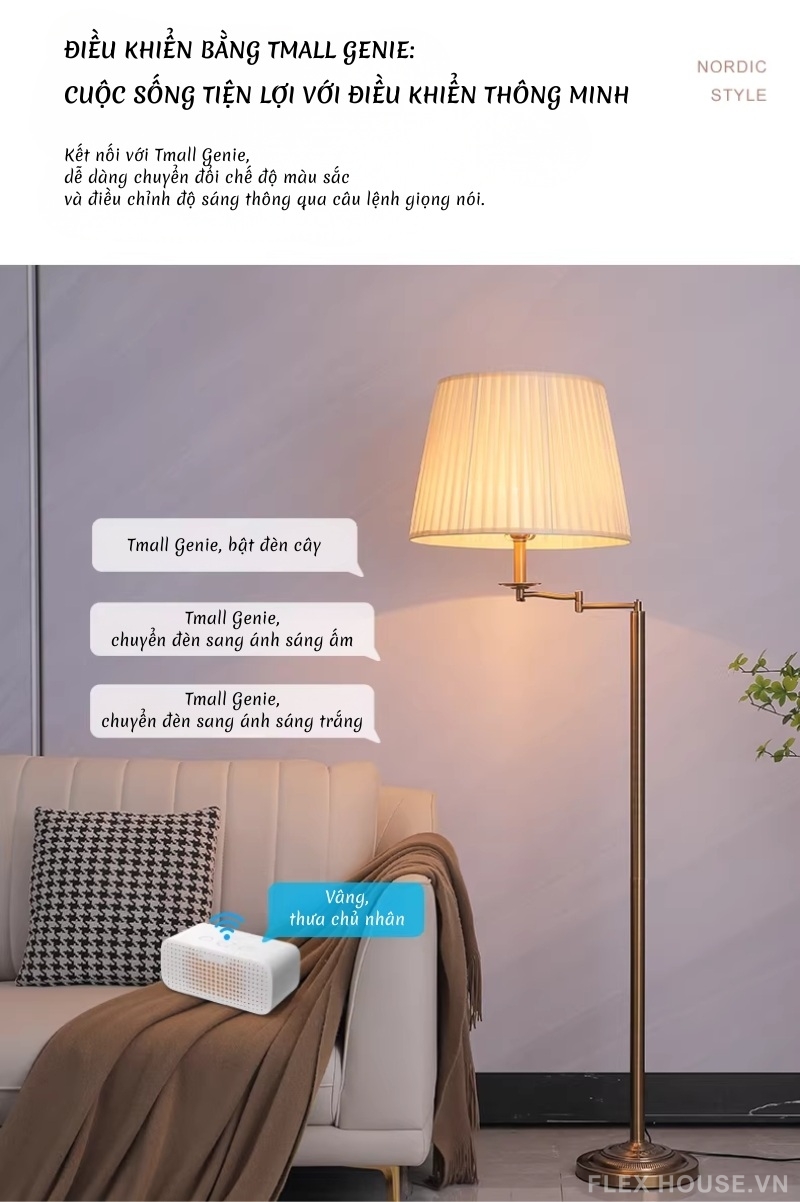 Đèn cây thân sắt sơn nướng chao vải style Nordic YS9990 9 Đèn cây thân sắt sơn nướng chao vải style Nordic YS9990