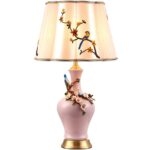 Đèn gốm vẽ men màu và chân đế đồng cổ điển SRL6359