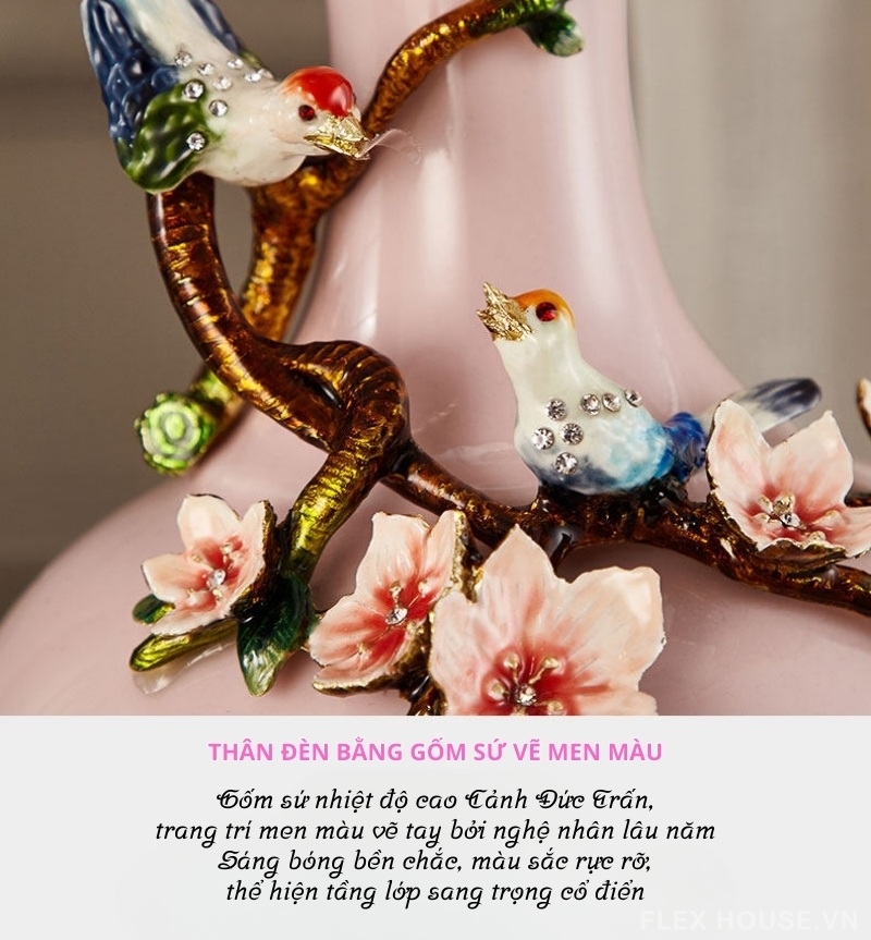 Đèn gốm vẽ men màu và chân đế đồng cổ điển SRL6359 8 Đèn gốm vẽ men màu và chân đế đồng cổ điển SRL6359