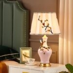 Đèn gốm vẽ men màu và chân đế đồng cổ điển SRL6359