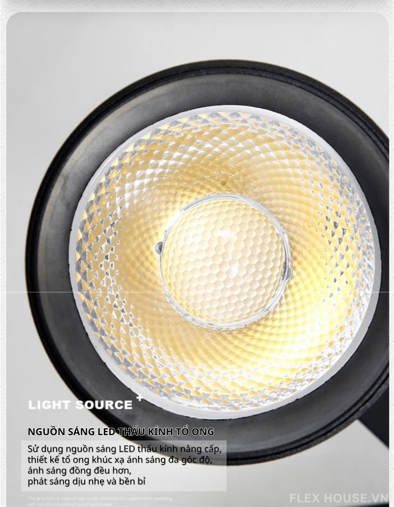 Bộ đèn LED COB trắng đen thanh ray nhôm trượt 1m SM9190 4 Bộ đèn LED COB trắng đen thanh ray nhôm trượt 1m SM9190