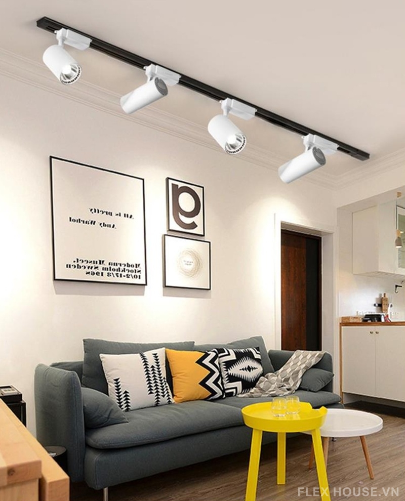 Ray trượt nhôm cao cấp và bộ đầu nối đèn rọi ray SM9189 7 Đèn LED COB ray trượt bằng nhôm sơn mài SM9188