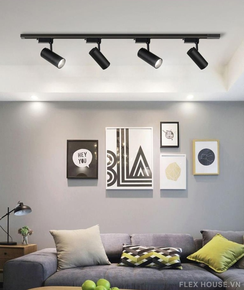 Ray trượt nhôm cao cấp và bộ đầu nối đèn rọi ray SM9189 6 Đèn LED COB ray trượt bằng nhôm sơn mài SM9188