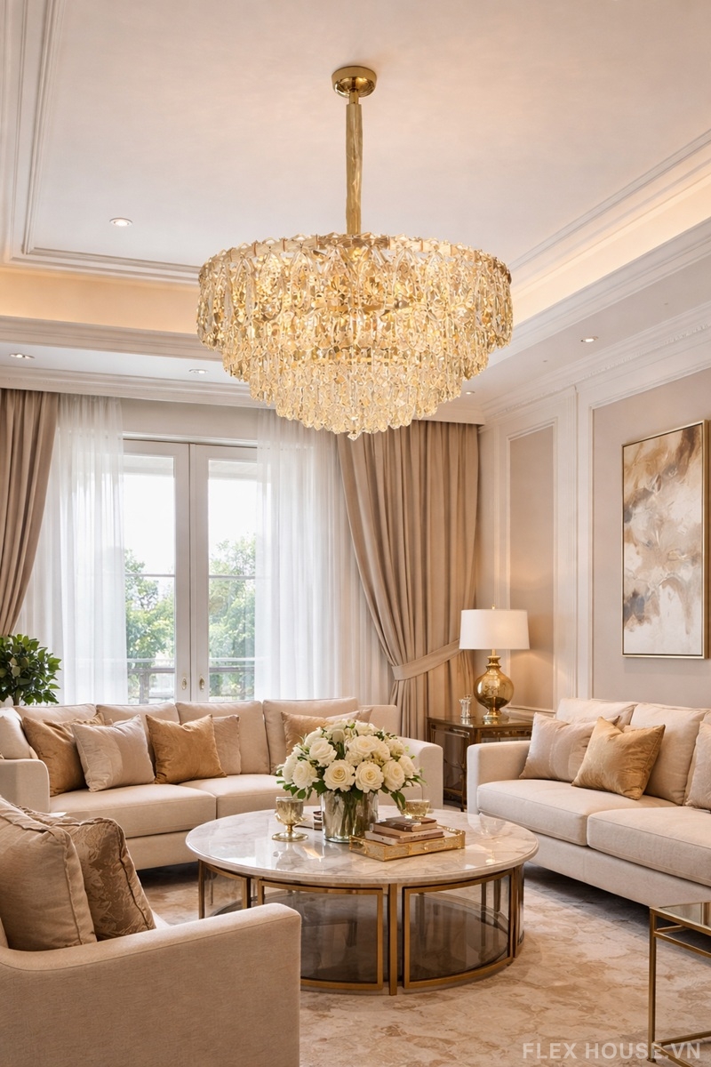 Đèn thả trần thác sao pha lê K9 cao cấp TPL8897 1 Đèn thả trần thác sao pha lê K9 cao cấp TPL8897