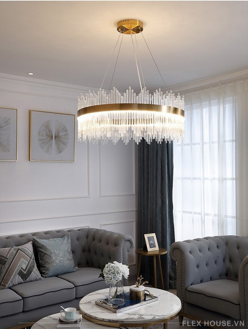 Đèn thả trần vầng hào quang pha lê sang trọng TPL01 3 Đèn thả trần vầng hào quang pha lê sang trọng TPL01