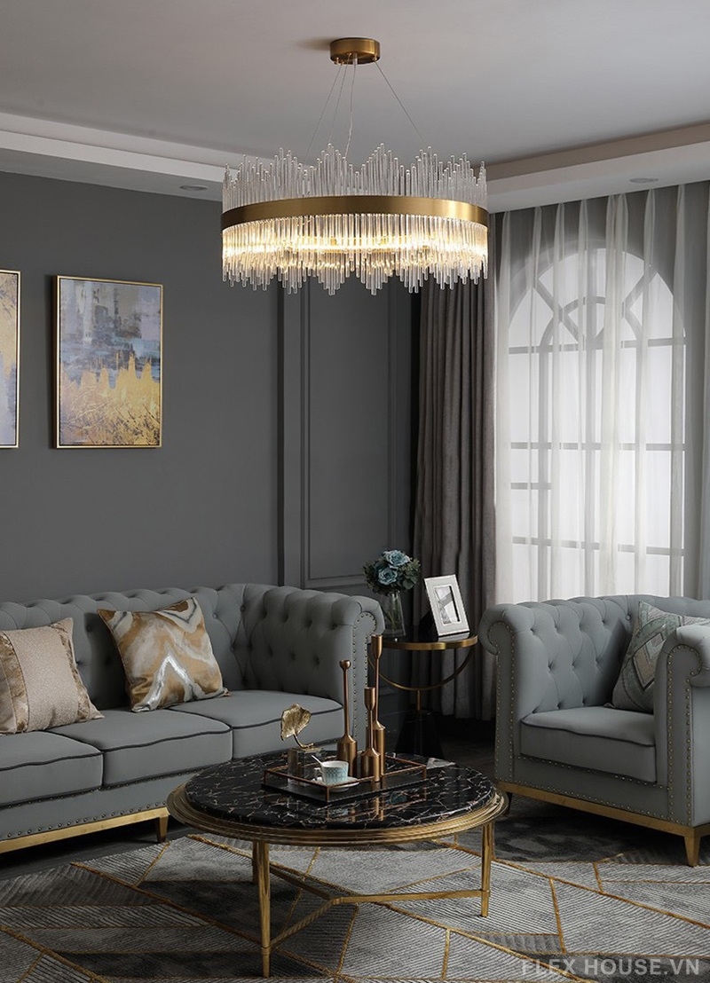 Đèn thả trần vầng hào quang pha lê sang trọng TPL01 2 Đèn thả trần vầng hào quang pha lê sang trọng TPL01