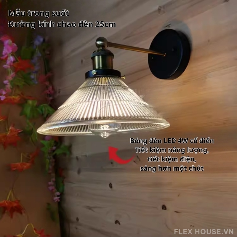 Đèn treo tường chao thủy tinh thân thép kiểu Mỹ US7211 7 Đèn treo tường chao thủy tinh thân thép kiểu Mỹ US7211.4