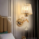 Đèn tường thân thép cao cấp mạ điện chao pha lê LJ9469