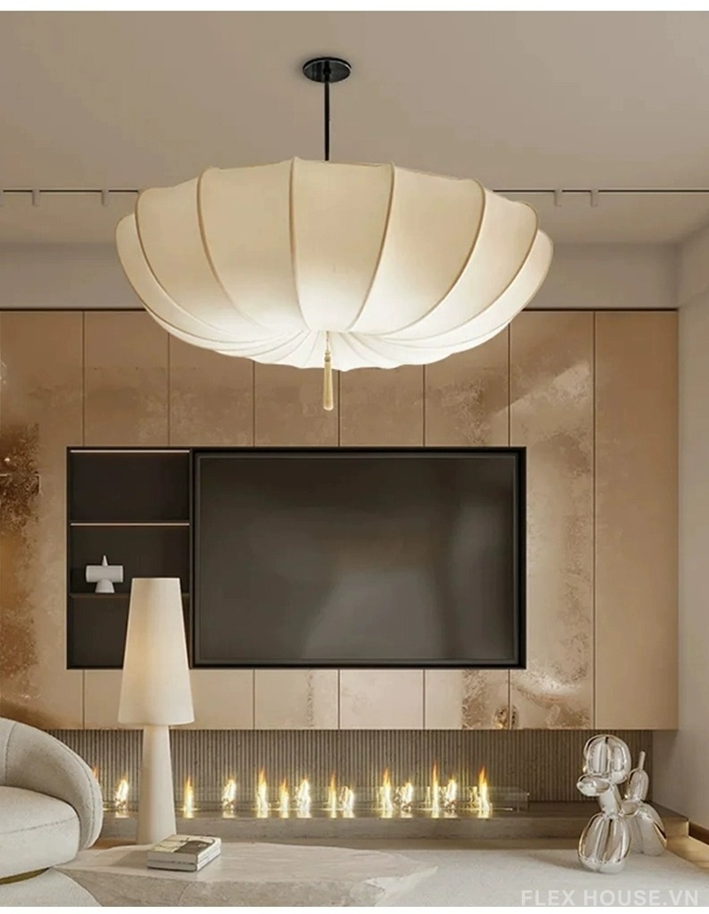 Đèn vải thả trần phòng ngủ kiểu Nhật Bản cổ điển ZCJ0484 1 Đèn vải thả trần phòng ngủ kiểu Nhật Bản cổ điển ZCJ0484