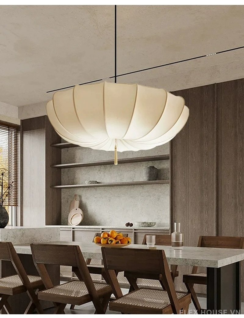 Đèn vải thả trần phòng ngủ kiểu Nhật Bản cổ điển ZCJ0484 4 Đèn vải thả trần phòng ngủ kiểu Nhật Bản cổ điển ZCJ0484