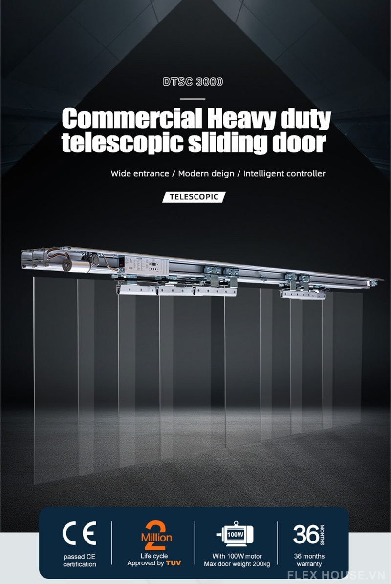 Phụ kiện cửa lùa điện hệ ray 3 lớp Shopping mall DTSC3000 1 Phụ kiện cửa lùa điện hệ ray 3 lớp Shopping mall DTSC3000