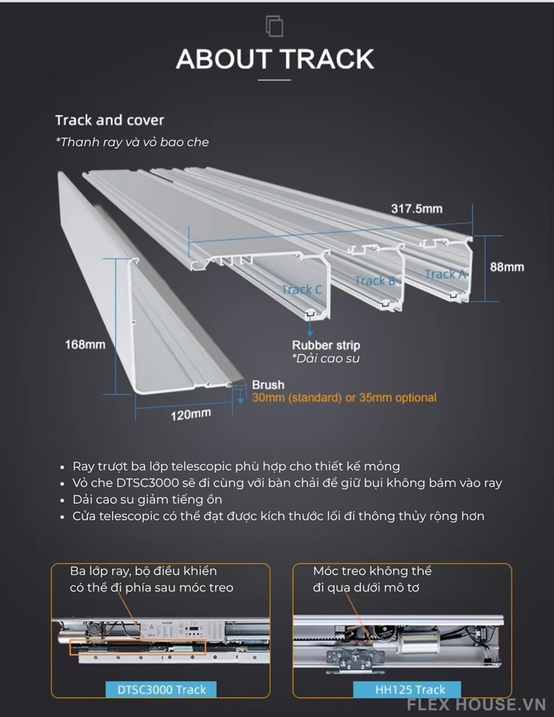 Phụ kiện cửa lùa điện hệ ray 3 lớp Shopping mall DTSC3000 8 Phụ kiện cửa lùa điện hệ ray 3 lớp Shopping mall DTSC3000