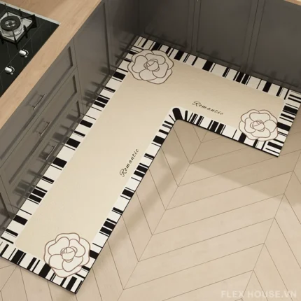 Thảm bếp chữ L chống bám bẩn kiểu Pháp HY9865.L