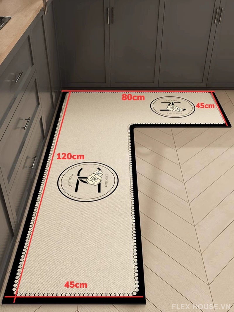 Thảm bếp chữ L họa tiết monogram sang trọng HY9862 4 Thảm bếp chữ L họa tiết monogram sang trọng HY9862