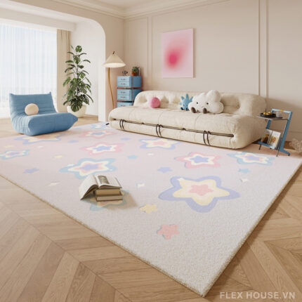 Thảm Cashmere cao cấp họa tiết ngôi sao pastel SH8295