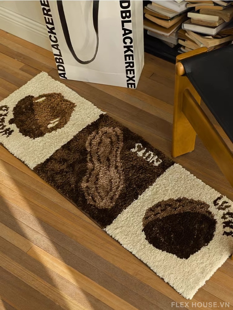 Thảm Cashmere hình hạt dẻ đậu phộng và quả óc chó QZ1256 2 Thảm Cashmere hình hạt dẻ đậu phộng và quả óc chó QZ1256