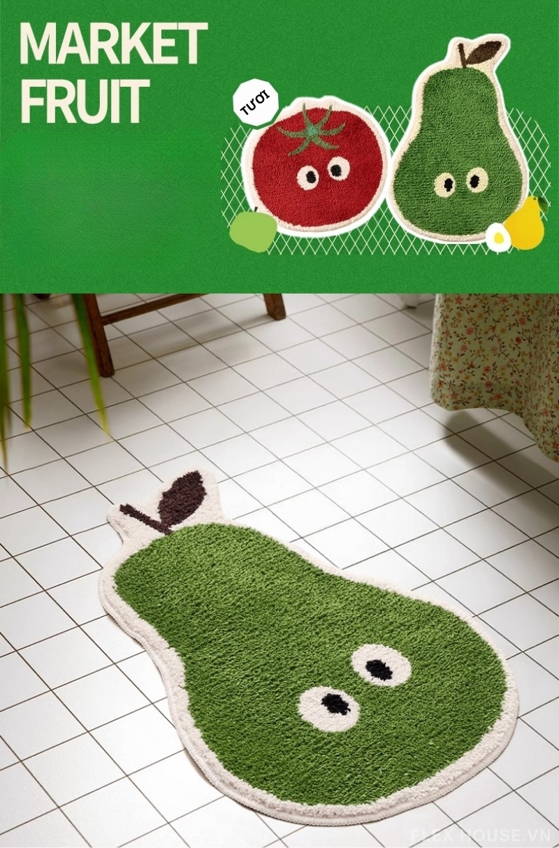 Thảm chống trượt nhà tắm dáng quả lê xanh mát QZ3712 1 Thảm chống trượt nhà tắm dáng quả lê xanh mát QZ3712