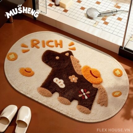 Thảm chùi chân chống trượt Mã Khai Tài Lộc XF2629.02