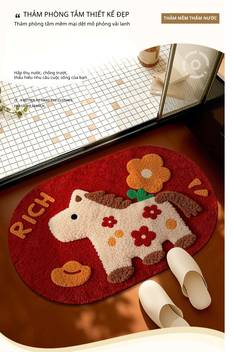 Thảm chùi chân chống trượt Mã Khai Tài Lộc XF2629 1 Thảm chùi chân chống trượt Mã Khai Tài Lộc XF2629