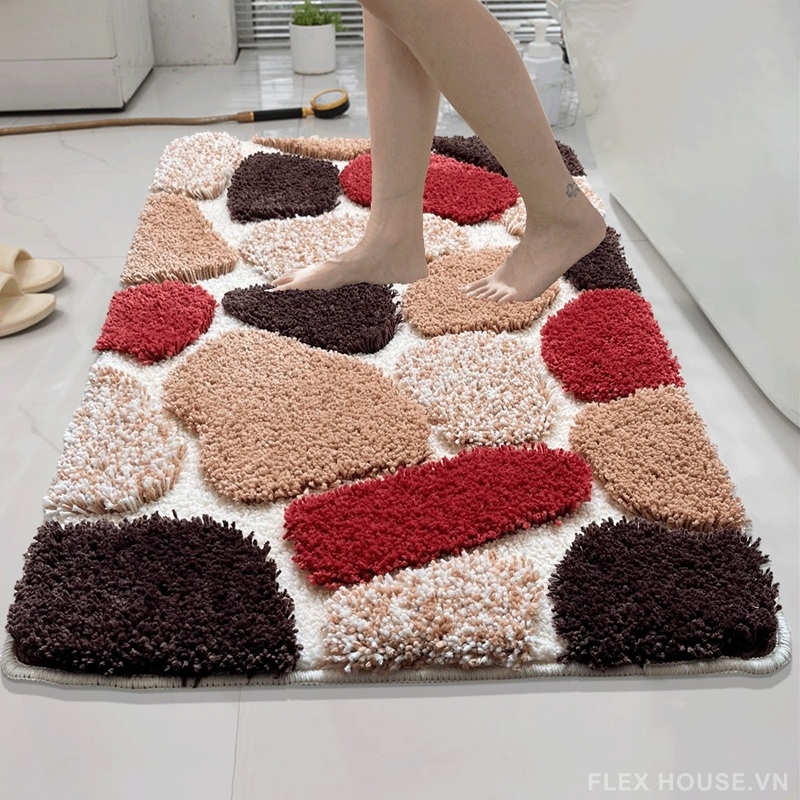 Thảm chùi chân dệt máy phủ nhung 3D họa tiết đá JT0060 3 Thảm chùi chân dệt máy phủ nhung 3D họa tiết đá JT0060