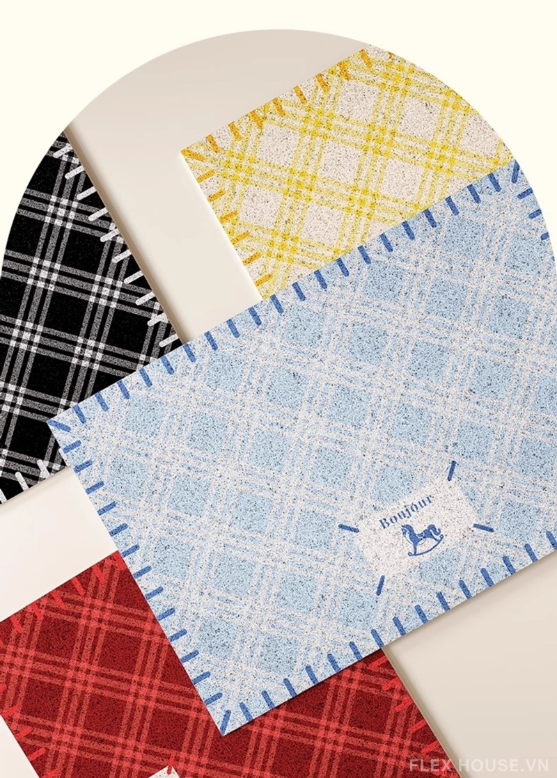 Thảm cửa ra vào phong cách Pháp họa tiết Plaid SH0280 3 Thảm cửa ra vào phong cách Pháp họa tiết Plaid SH0280