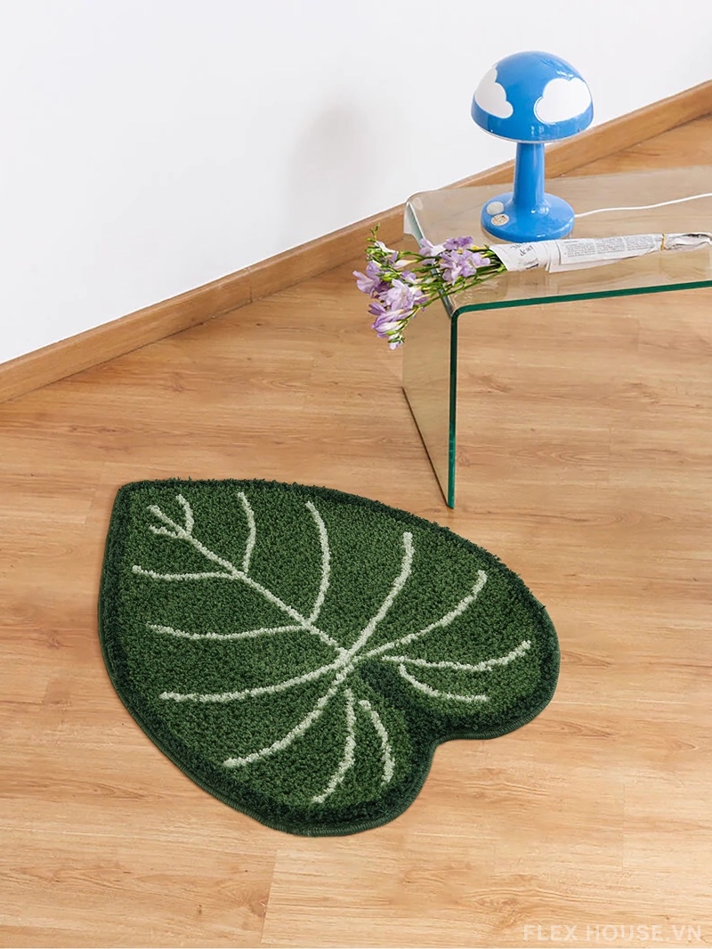 Thảm dệt Tufting dáng lá hoa hồng môn đế TPE QZ7585 2 Thảm dệt Tufting dáng lá hoa hồng môn đế TPE QZ7585