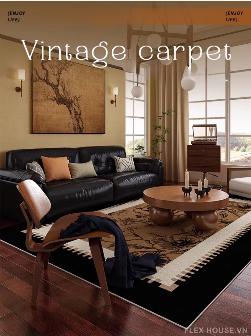 Thảm hoa văn nâu trầm Mid-Century Modern HY3969 1 Thảm hoa văn nâu trầm Mid-Century Modern HY3969