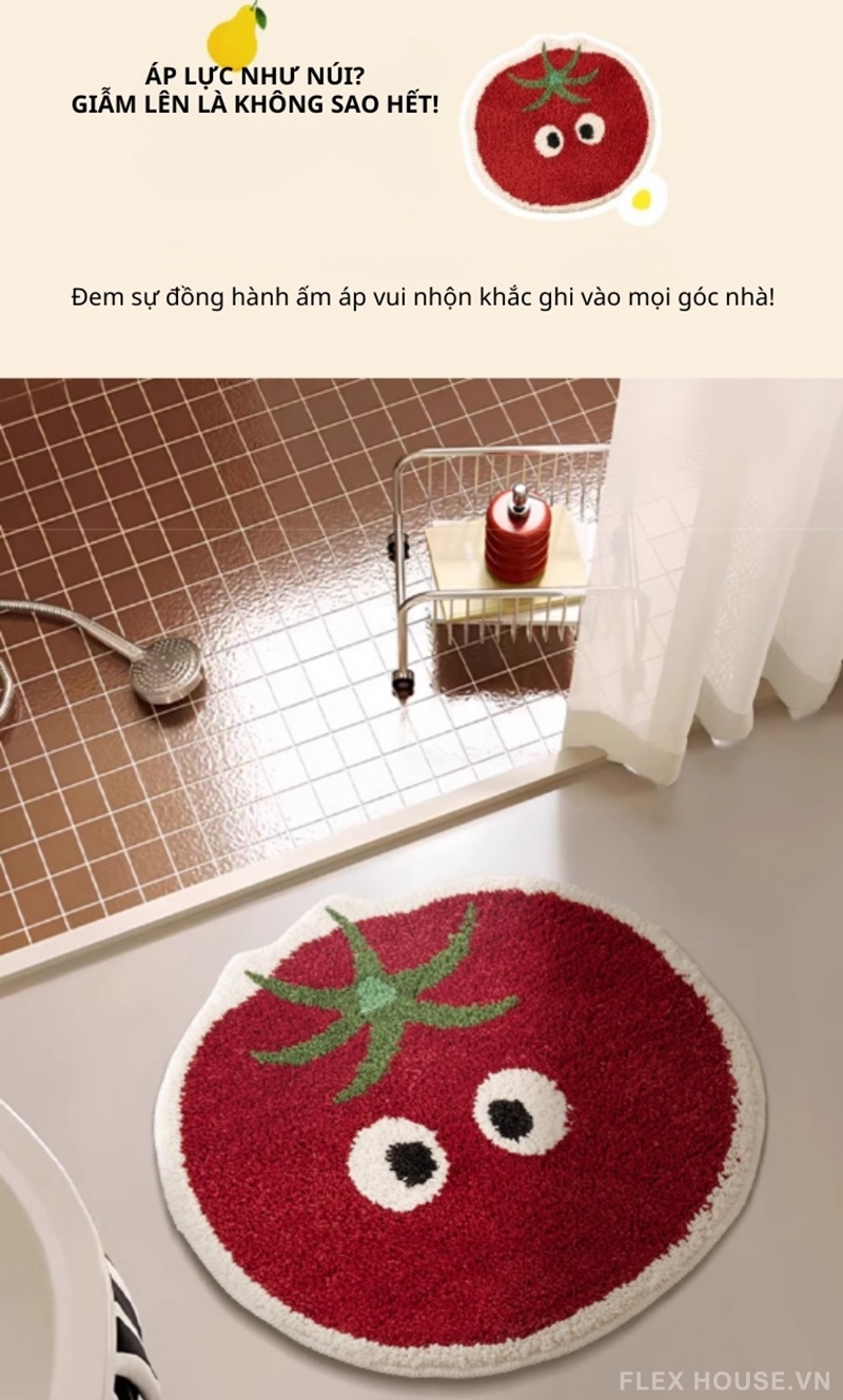 Thảm len Cashmere quả cà chua mọng thấm hút QZ3713 1 Thảm len Cashmere quả cà chua mọng thấm hút QZ3713