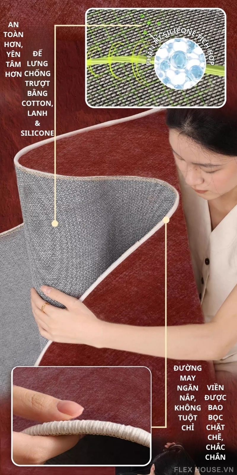 Thảm len trải sàn cách âm chống trơn trượt Vintage HY0868 7 Thảm len trải sàn cách âm chống trơn trượt Vintage HY0868