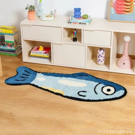 Thảm lông Tufting dáng cá mòi trải nhà trẻ QZ6216