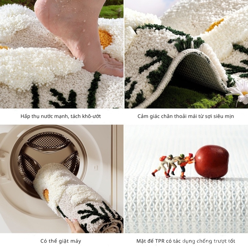 Thảm lót sàn nhà vệ sinh họa tiết rừng hoa 3D JT6617 4 Thảm lót sàn nhà vệ sinh họa tiết rừng hoa 3D JT6617