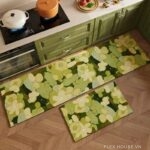 Thảm nhà bếp chống trượt hình hoa xanh hiện đại HY8142