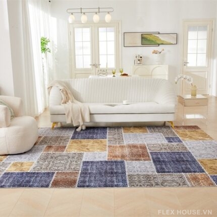 Thảm phòng khách patchwork vintage nghệ thuật JX5860