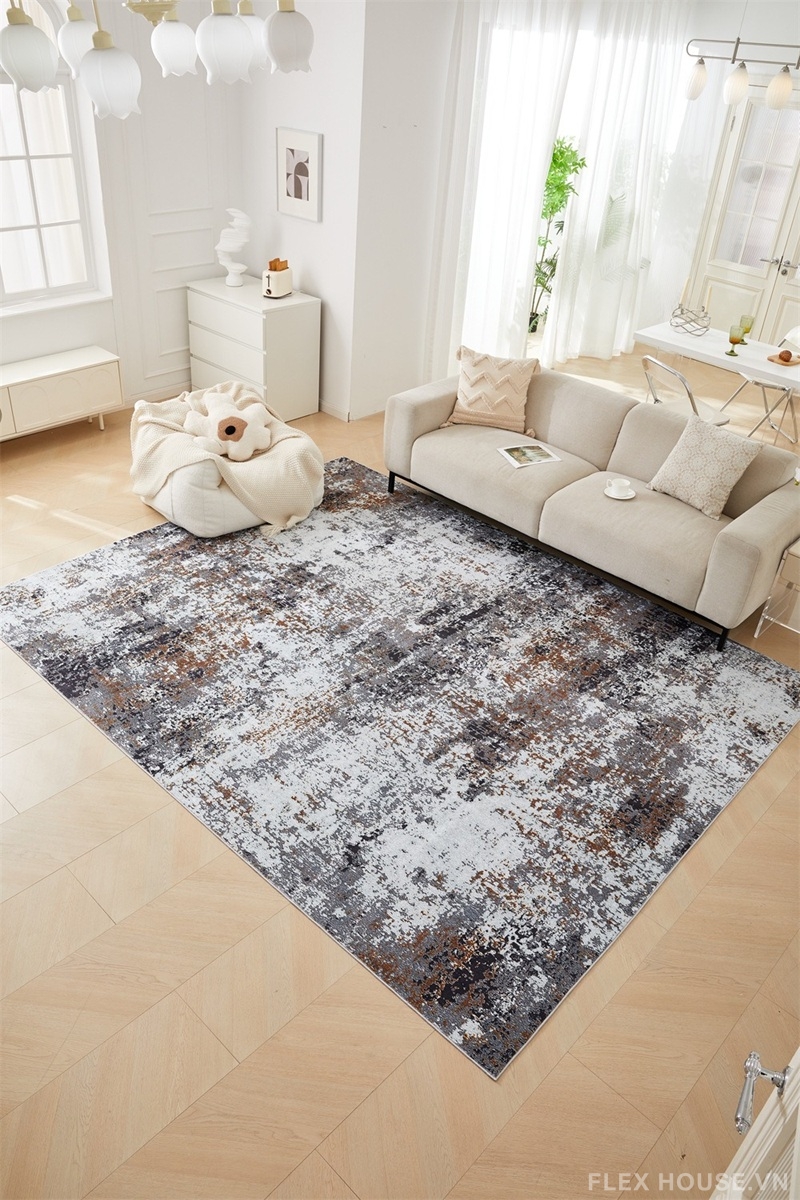 Thảm polyester đế PVE họa tiết loang màu hiện đại JX5865 1 Thảm polyester đế PVE họa tiết loang màu hiện đại JX5865