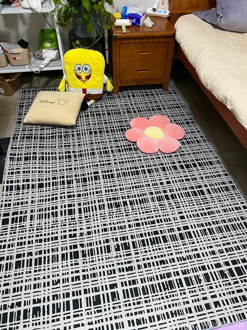 Thảm polyester họa tiết kẻ Nordic tối giản SH0061 2 Thảm polyester họa tiết kẻ Nordic tối giản SH0061