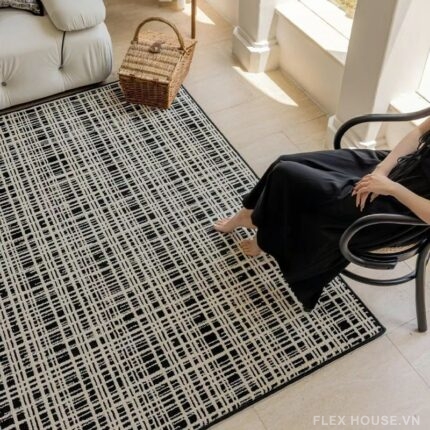 Thảm polyester họa tiết kẻ Nordic tối giản SH0061