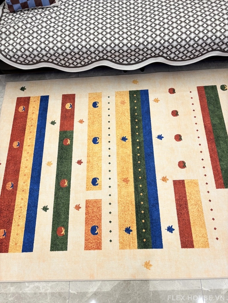 Thảm polyester họa tiết lá phong và quả rừng HY3360 7 Thảm polyester họa tiết lá phong và quả rừng HY3360